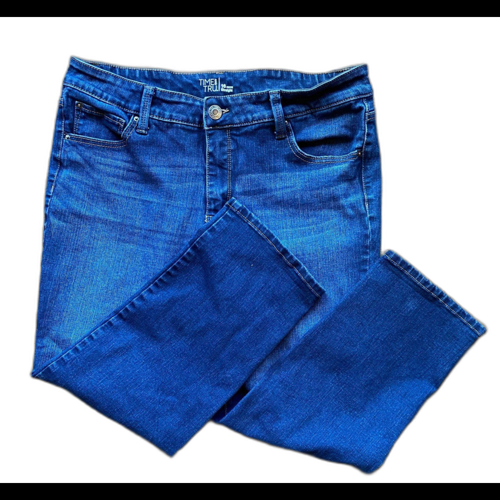 Time and Tru Women Denim Plus Size‎ 16P Jeans w/ Cute Pockets Stylish Dark Denim